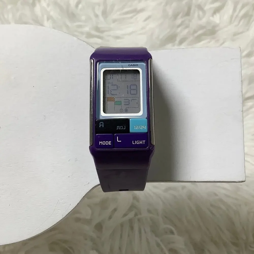 Casio Women's Purple Poptone Chrono Dual Time Alarm Digital Watch Retro F17-33